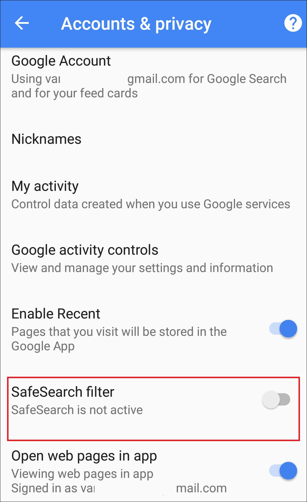 Enable Safe Search