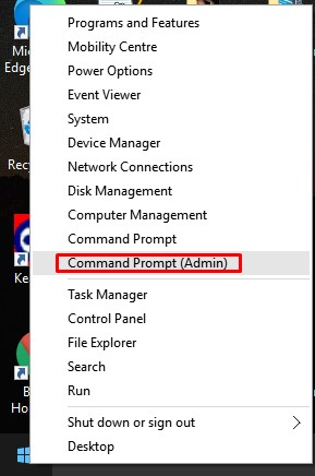 Open Command Prompt (admin)