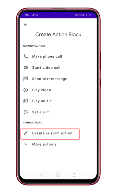 Action Blocks on Android