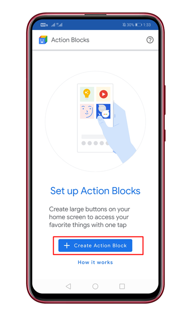 Tap on the 'Create Action Blocks' button