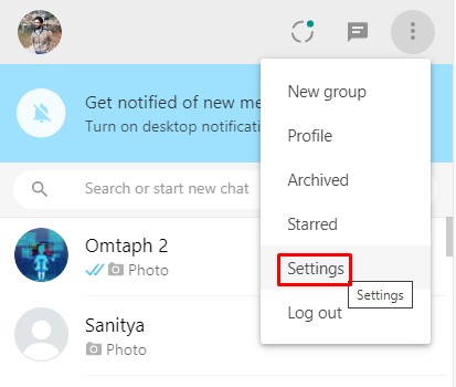 Select 'Settings'