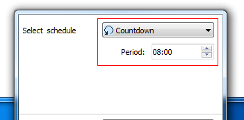 Select 'Countdown' under the Select Schedule and enter the time