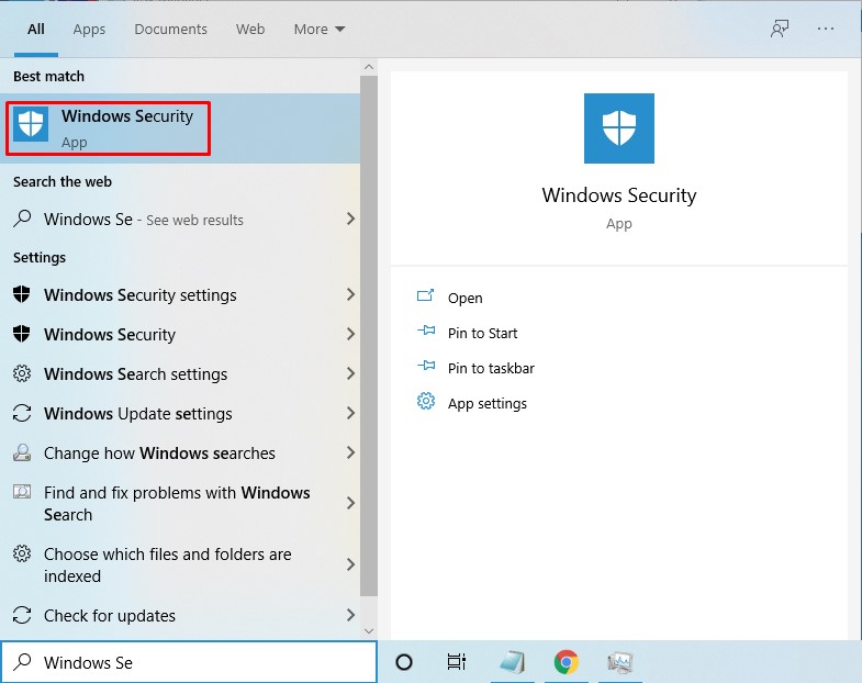 Open the 'Windows Defender Security Center' from there