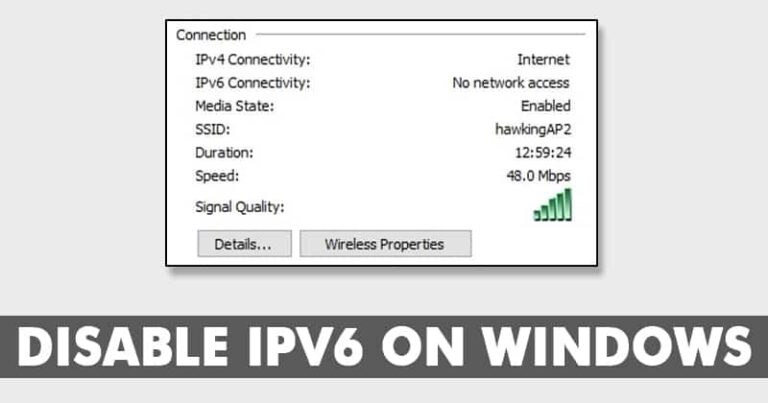 Отключить ipv6 windows 10