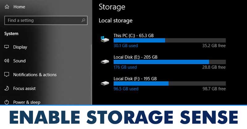 How To Enable Storage Sense on Windows 10 Computer