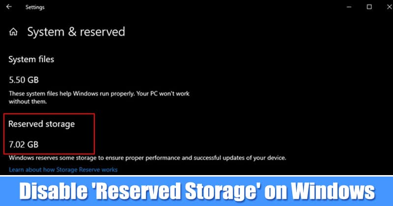 How to Disable Reserved Storage on Windows 10