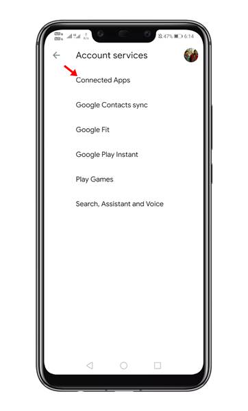 Tap on the 'Connected Apps' option
