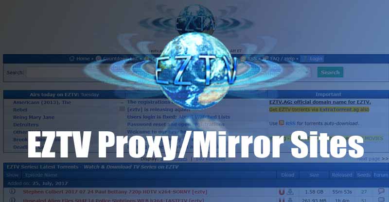 EZTV Proxy Mirror Sites List 2020 100 Working
