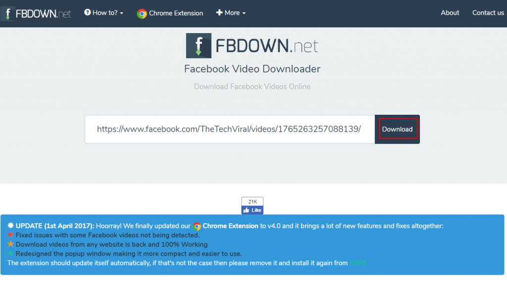 Using Fbdown.net