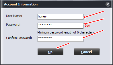 enter the username and password