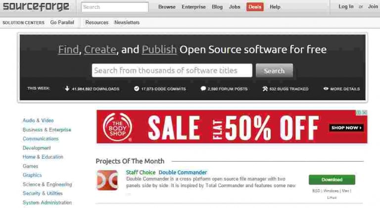 Sourceforge - pc software free download