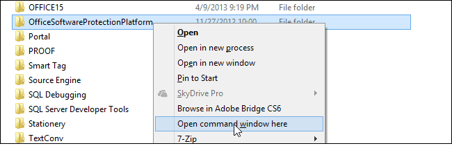 Right click on the folder and select 'Open command window here'.