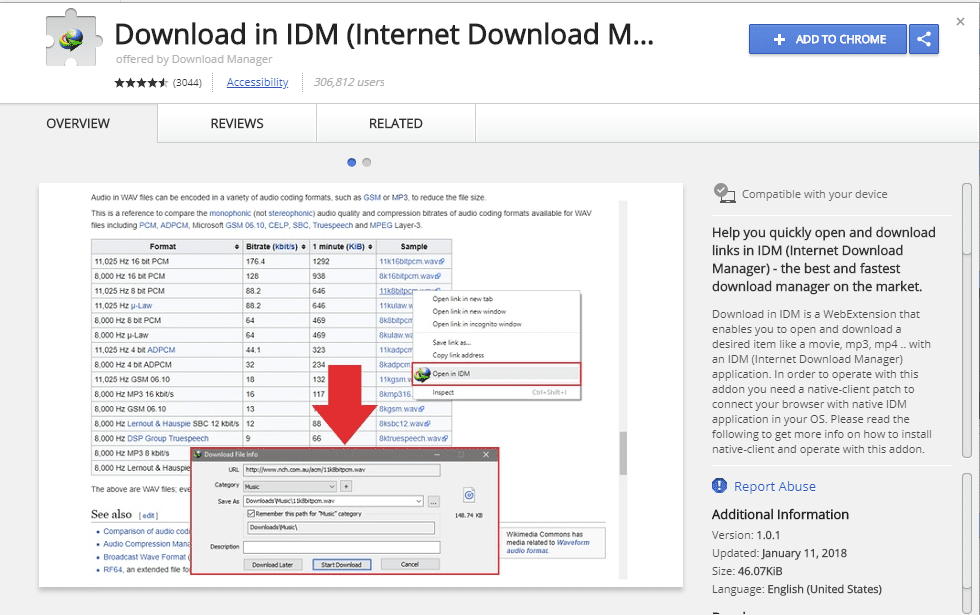 Download in IDM