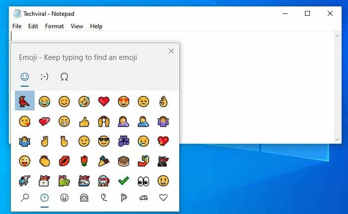 Access the Windows 10 Emojis