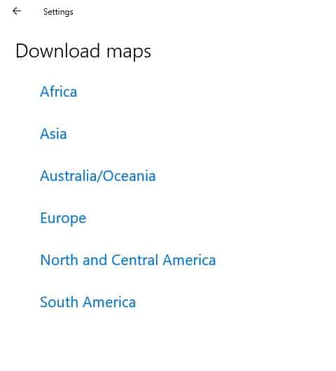 choose the continent to download the map