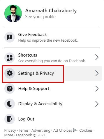 click on Settings & Privacy