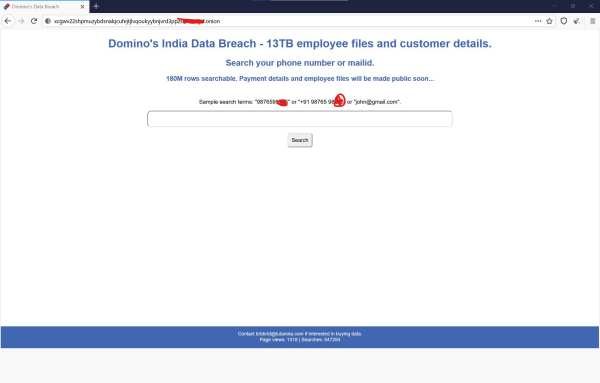Domino's India Data Breach: 18 Crore Orders Available on Dark Web including Phone Numbers