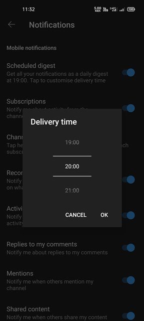 set the Delivery time