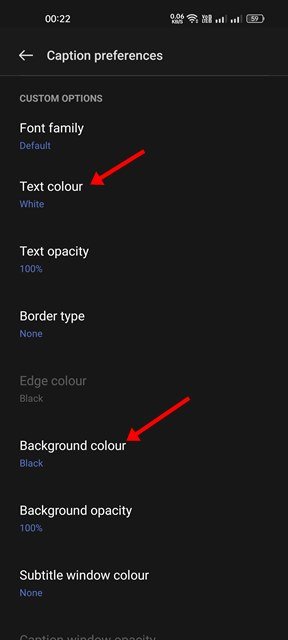 change the Text color and Background color manually