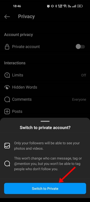 Switch to Private