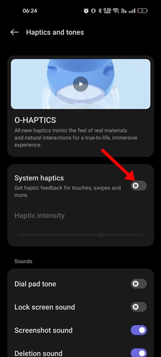 Check whether haptic feedback is turned on