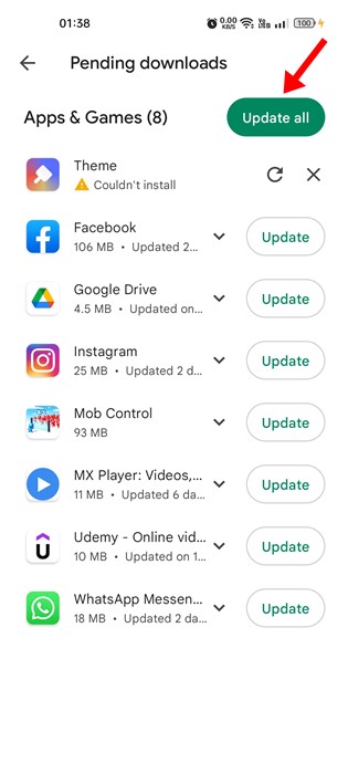 Update All Apps on the Android