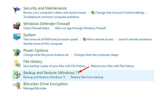 Backup & Restore (Windows 7)