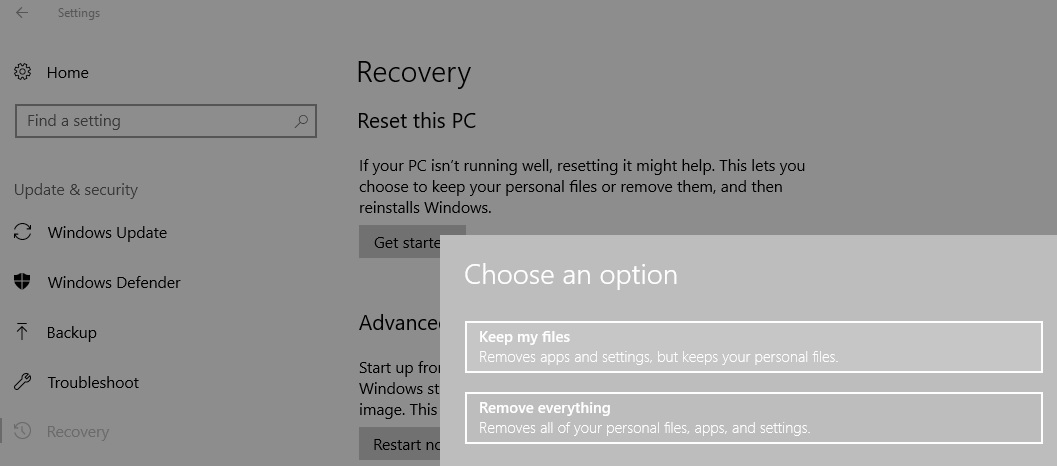 Reset Your PC