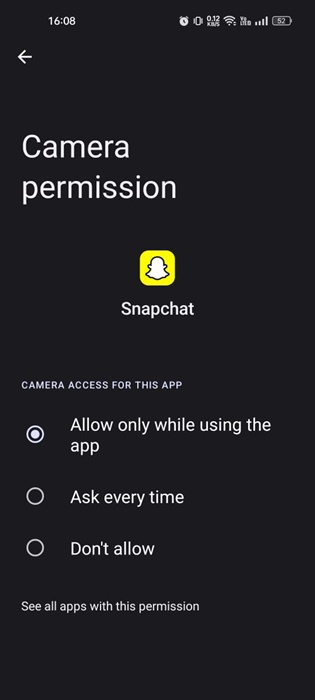 Allow only while using the app