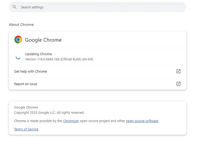 Google Chrome installs all pending updates