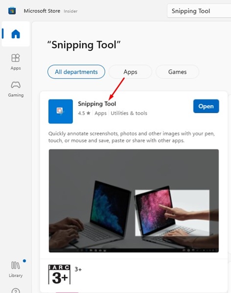 Snipping Tool app