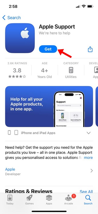 Apple Support app