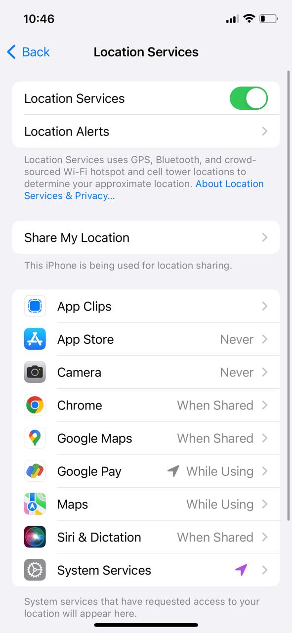 see all apps that have requested access to your location