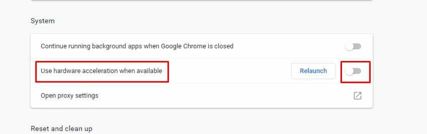 Disable Hardware Acceleration in Chrome