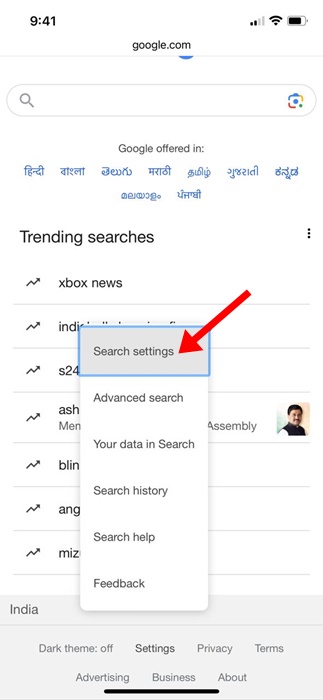 Search Settings