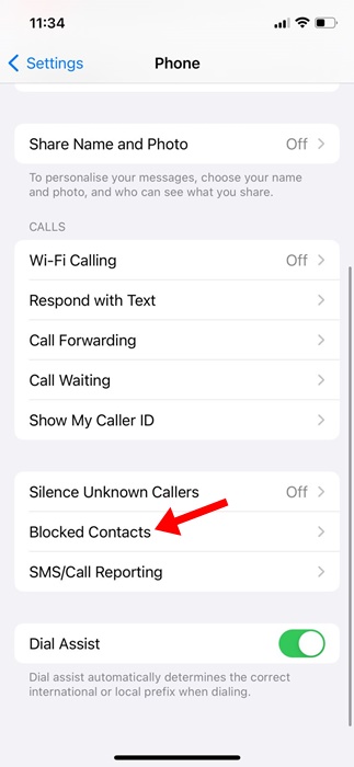 Blocked Contacts