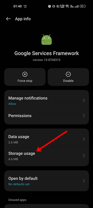 tap on Storage Usage