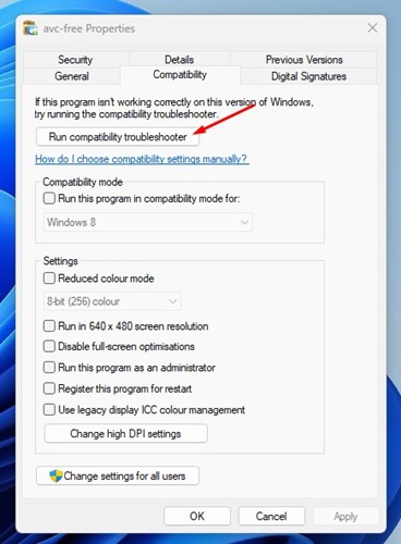 Run compatibility troubleshooter