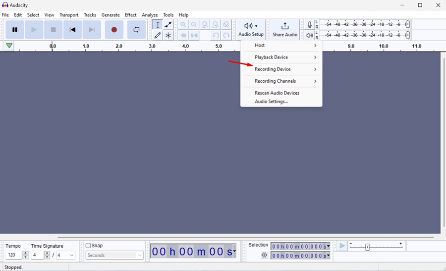 Audio Setup > Recording Device