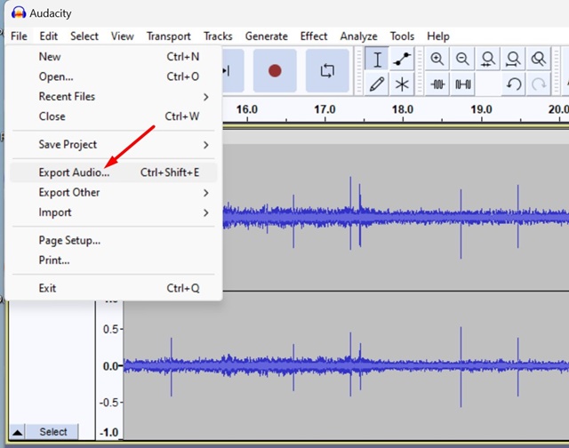 File > Export Audio