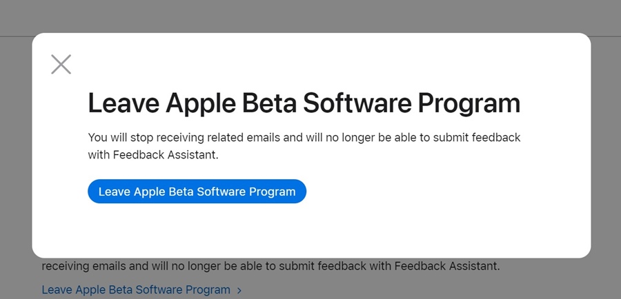 Leave the Apple Beta Software Program