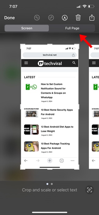 How to Take Full Page Screenshot on iPhone